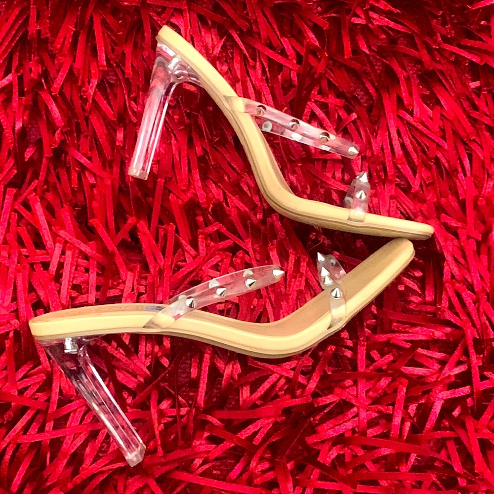 Clear studded heels